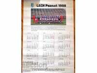 Ποδόσφαιρο ημερολόγιο Lech Poznan Πολωνία 1988 τοίχος μεγάλο