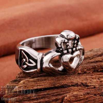 Silver Claddagh ring – size 58 – heart and crown with price € 7.00 | 13.69 BGN