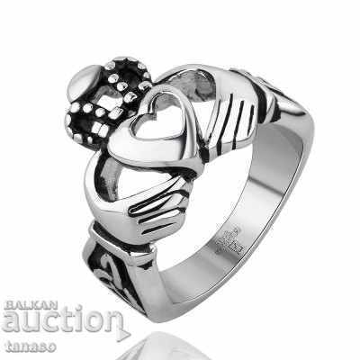 Auction  Silver Claddagh ring – size 58 – heart and crown