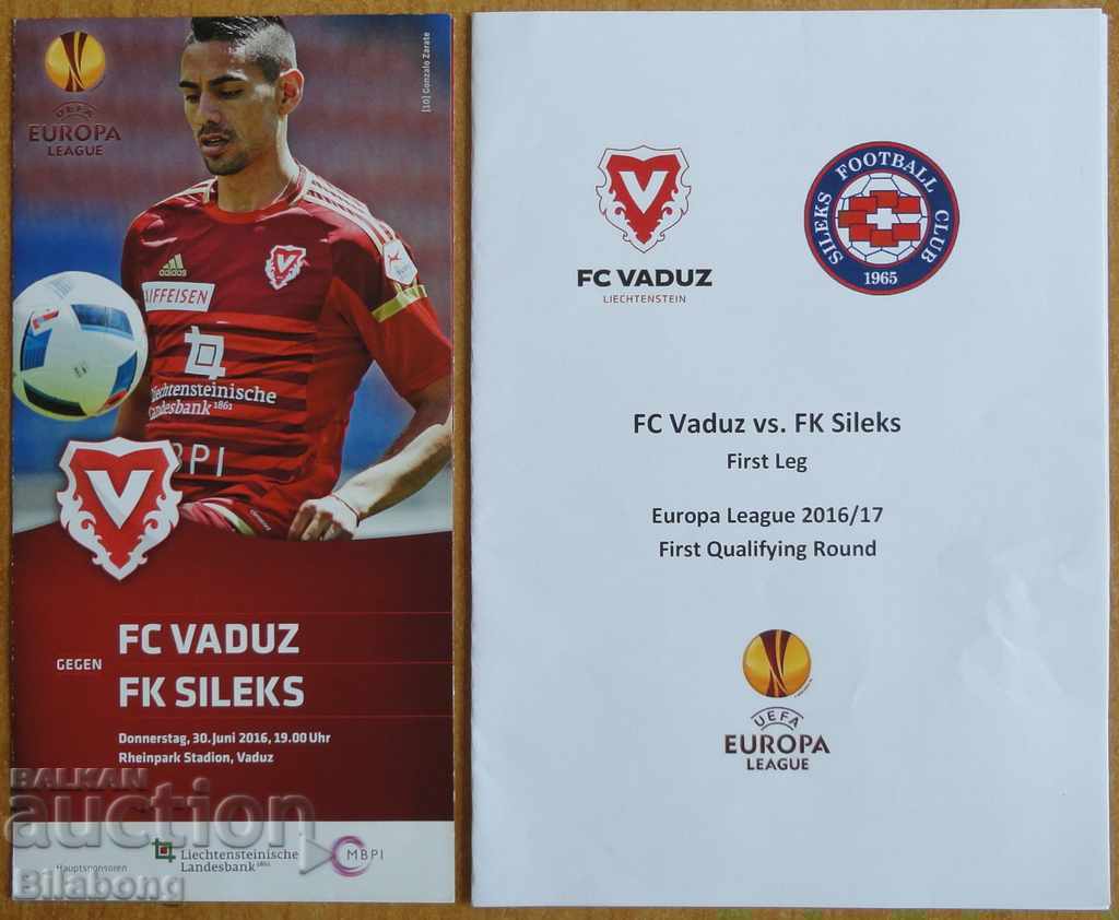 Πρόγραμμα ποδοσφαίρου Vaduz-Silex (Μακεδονία), Europa League 2016