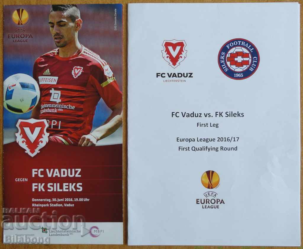 Program de fotbal Vaduz-Silex (Macedonia), Europa League 2016