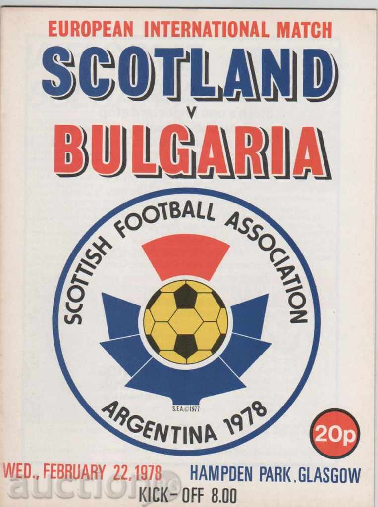 Football program Scotland-Bulgaria 1978