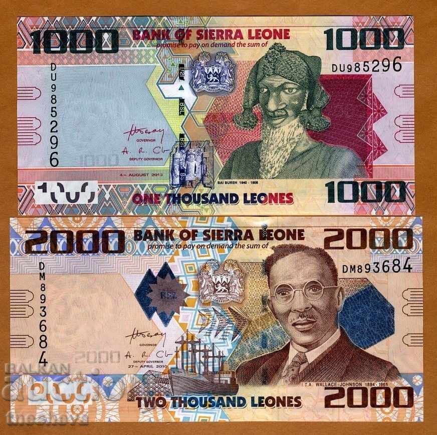 SET Σιέρα Λεόνε, 1000, 2000 Leones, 2010, P-30-31 UNC