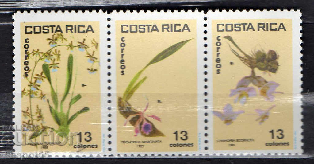 1985. Costa Rica. Orchids. Strip.