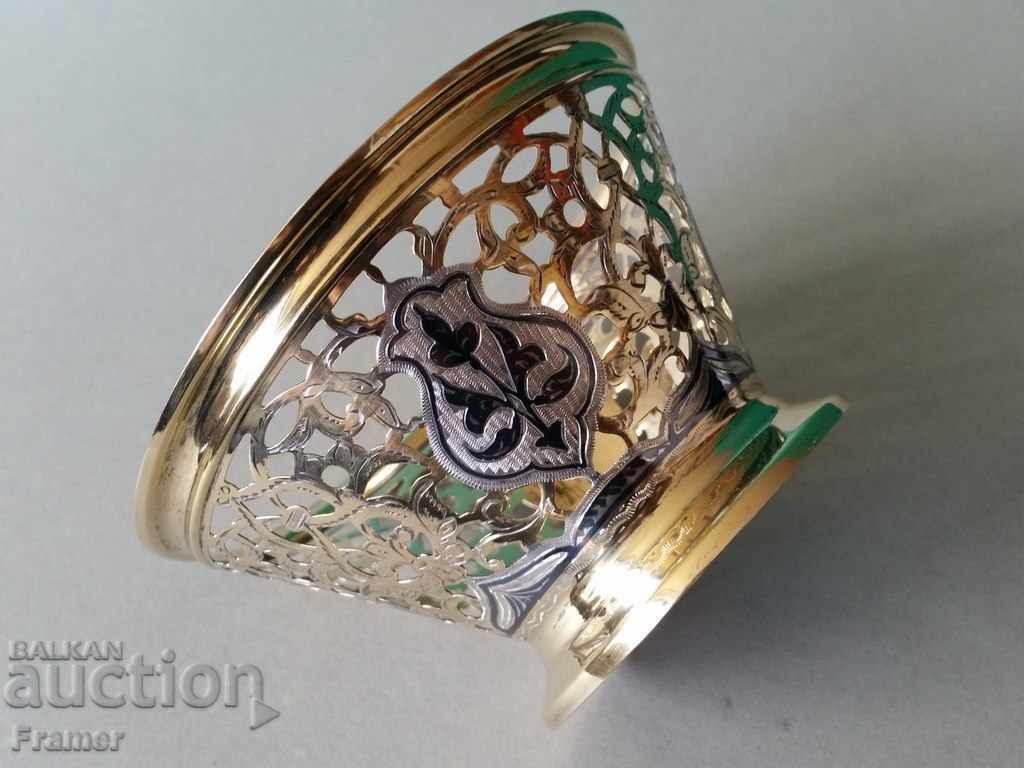 Auction  Old Russian gilded and niello silver fruit bowl