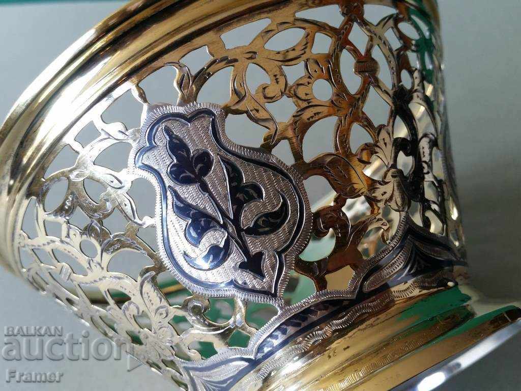 Delivery of Old Russian gilded and niello silver fruit bowl