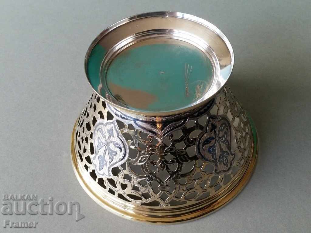 Old Russian gilded and niello silver fruit bowl - 5