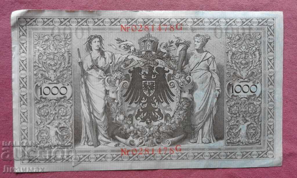 1000 mărci 1910 Germania - Bancnotă excelentă cu preț € 2.56 | 5.01 BGN