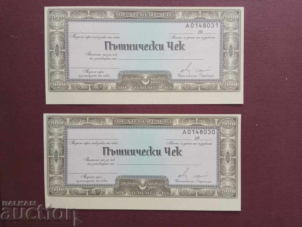 BGN 2,000 traveler's check UBB BGN 2,000 traveler's check UBB