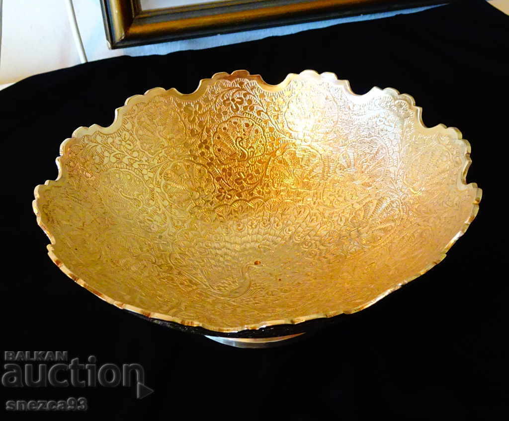 Bronze fruit bowl, salad bowl with peacocks, 780 gr - 6 Bronze fruit bowl, salad bowl with peacocks, 780 gr - 6