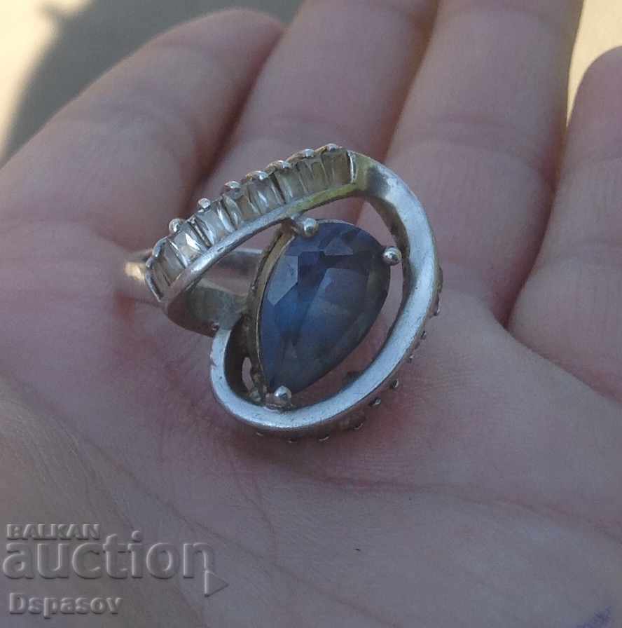 Ασημένιο δαχτυλίδι με μεγάλο Aquamarine