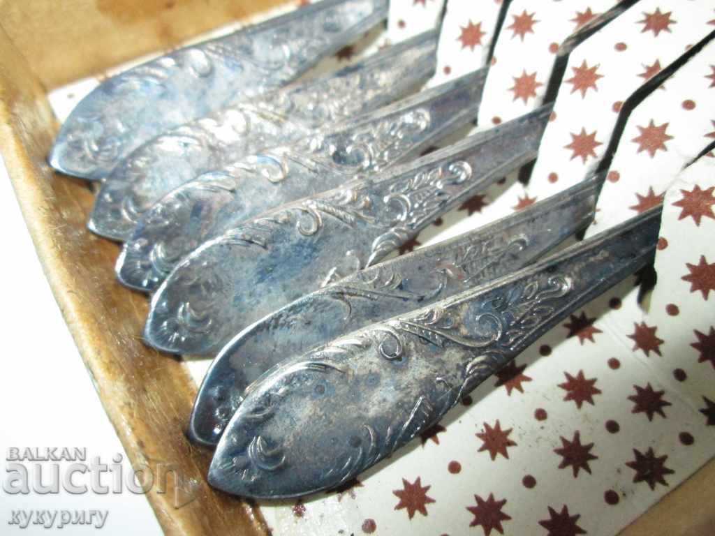 Auction  Set of beautiful 6 spoons of silver melchior silver