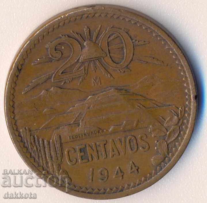 Mexico 20 santavos 1944 year