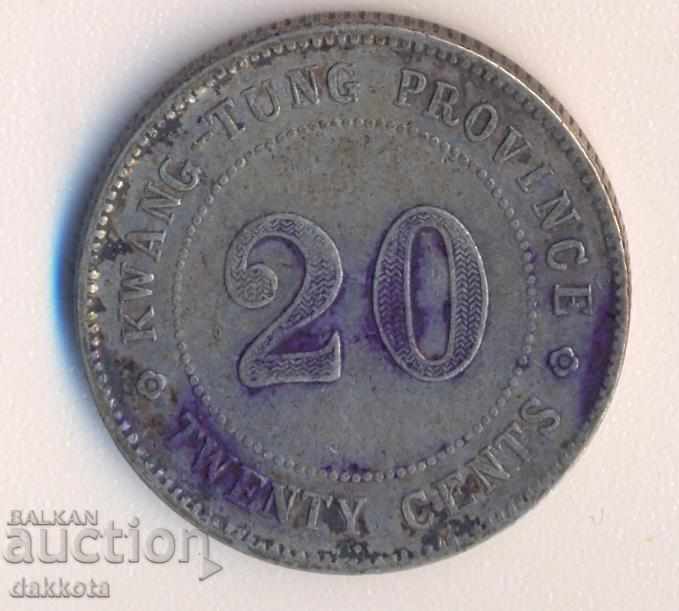 China provincia Kwang-Tung 20 de cenți 1920, gr.5,2