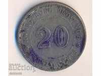 Китай провинция Кванг-Тунг 20 цента 1920 година, гр.5,2