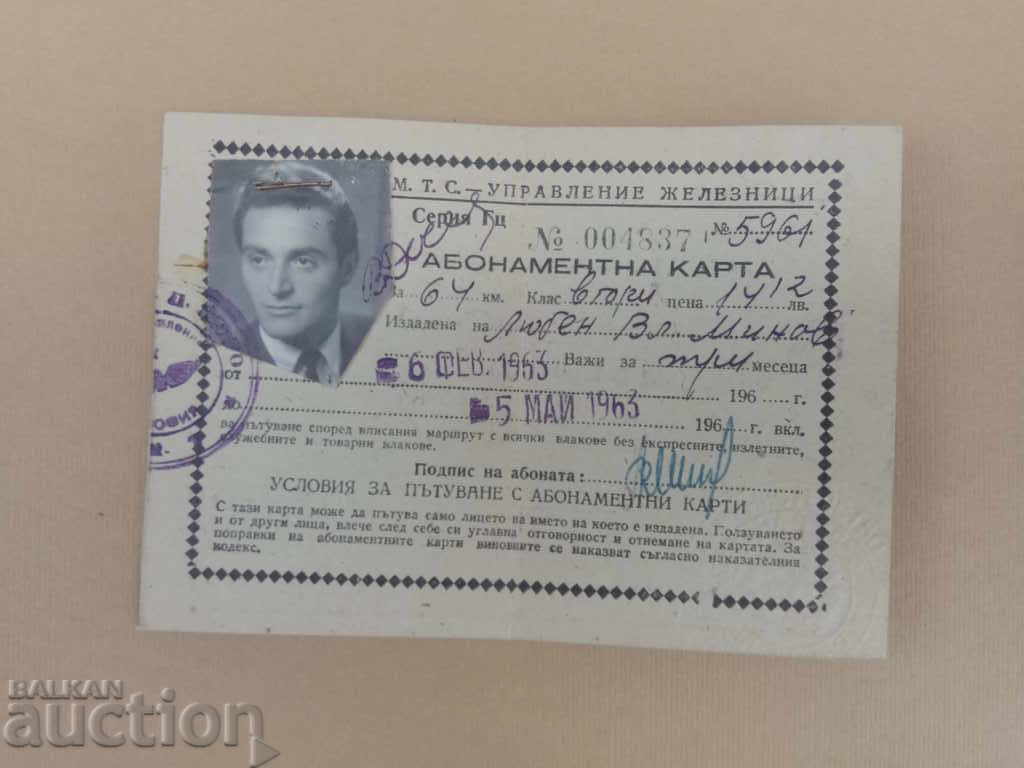 Subscription card Zheleznitsi 1963: Sofia - Ihtiman Subscription card Zheleznitsi 1963: Sofia - Ihtiman