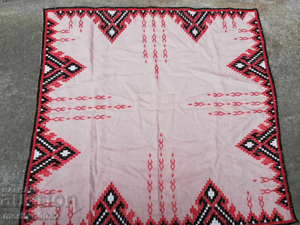 Old embroidered check, tablecloth, milo, Bulgarian embroidery Old embroidered check, tablecloth, milo, Bulgarian embroidery