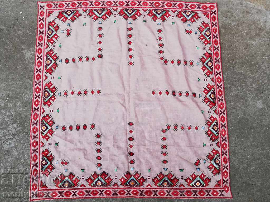 Old embroidered cardboard, tablecloth, millet, Bulgarian embroidery