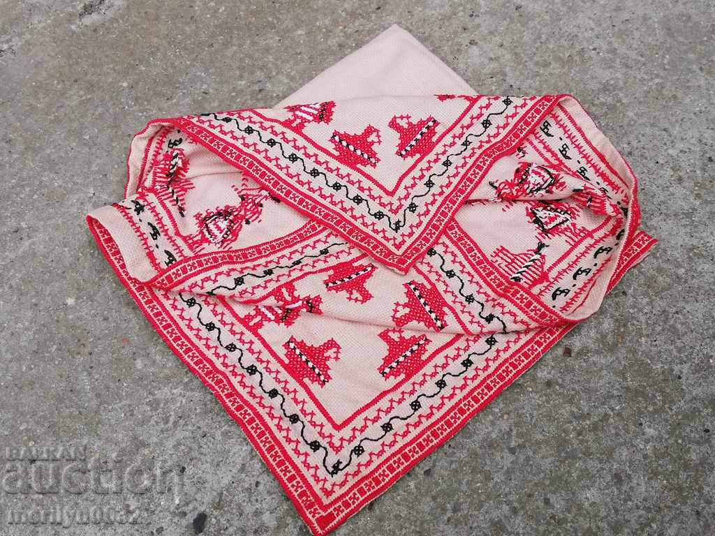 Old embroidered cardboard, tablecloth, millet, Bulgarian embroidery - 6