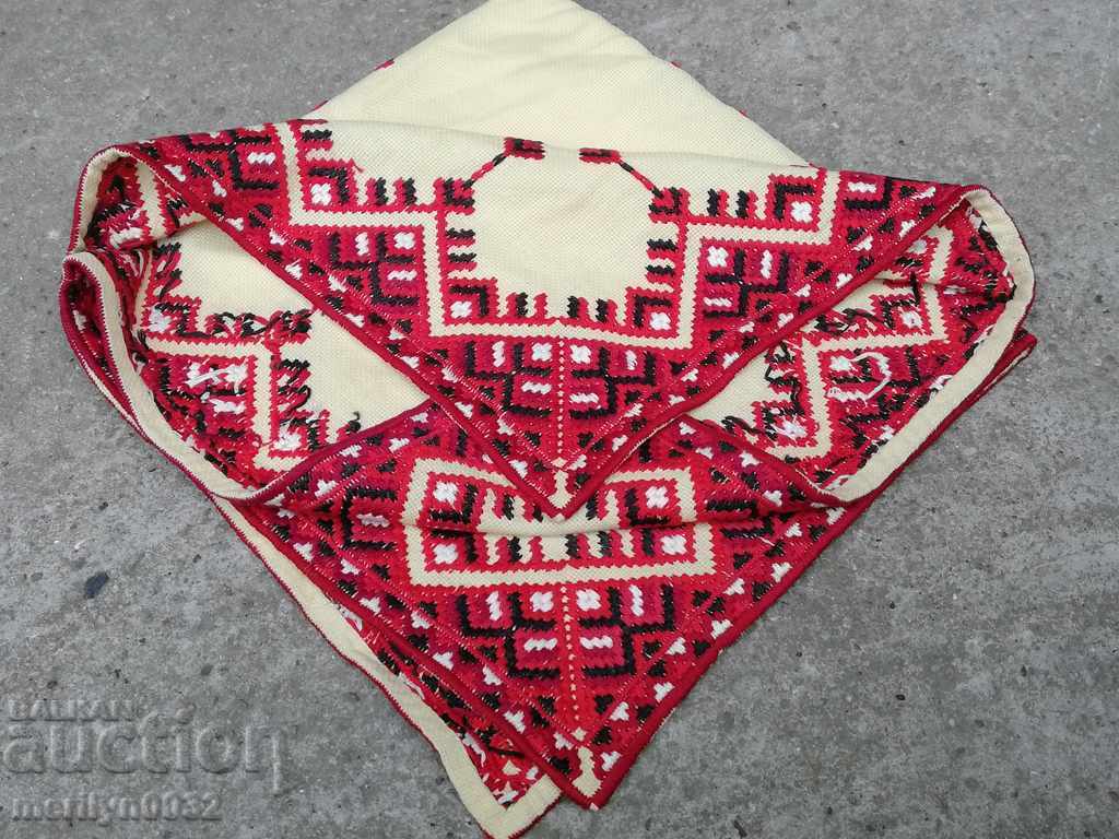 Old embroidered check, tablecloth, milo, Bulgarian embroidery - 6 Old embroidered check, tablecloth, milo, Bulgarian embroidery - 6