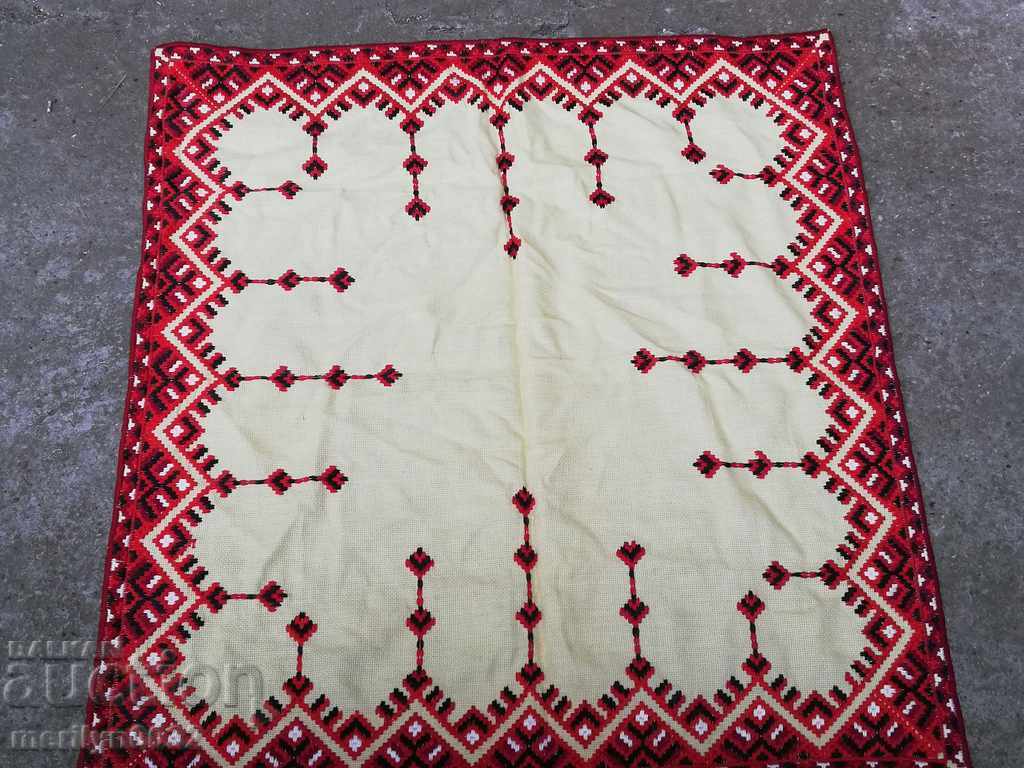 Old embroidered check, tablecloth, milo, Bulgarian embroidery Old embroidered check, tablecloth, milo, Bulgarian embroidery