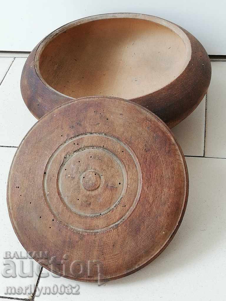 Δημοπρασία Παλιά ξύλινα μπολ, Saha ξύλινο μπολ με καπάκι, ξύλινα