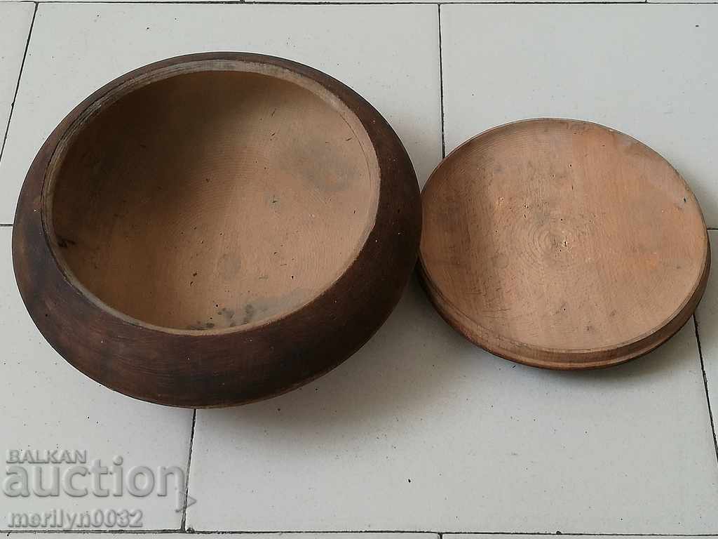 Παλιά ξύλινα μπολ, Saha ξύλινο μπολ με καπάκι, ξύλινα - 5