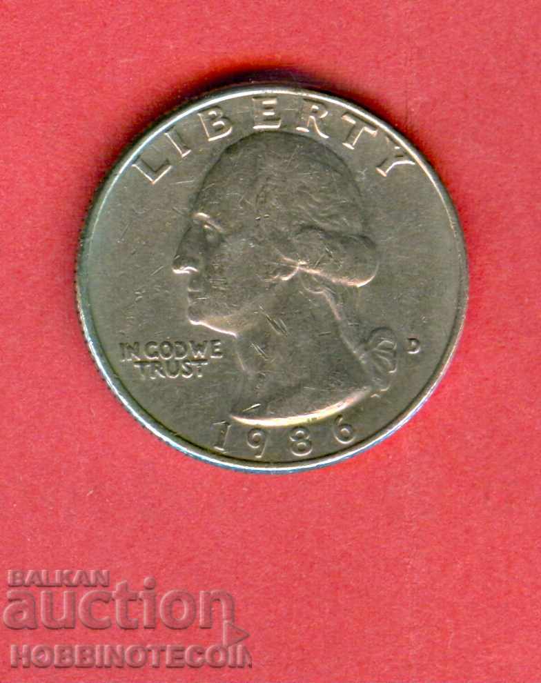 SUA SUA Număr de 25 de cenți - numărul 1986 - D