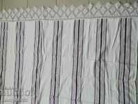 Vintage hand woven bed sheet with lace border