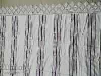 Cearșaf de pat vintage țesut manual cu bordură de dantelă