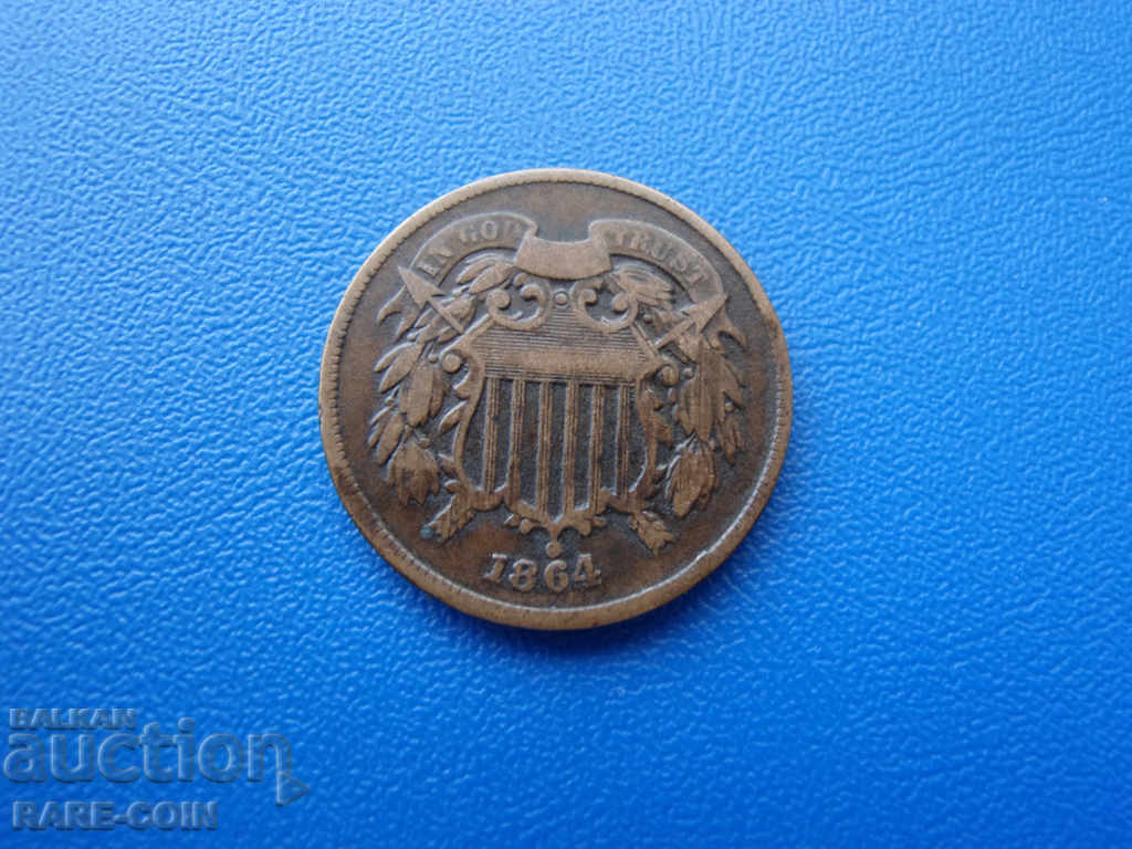 II (74)  САЩ  2  Цента  1864 с цена € 15.34 | 30.00 лв.