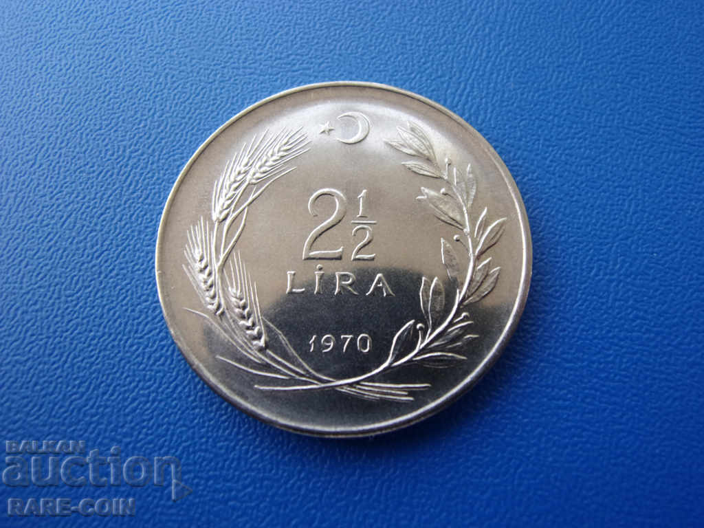 II (201)  Турция  2½  Лира  Ататюрк  1970  UNC с цена € 5.11 | 9.99 лв.