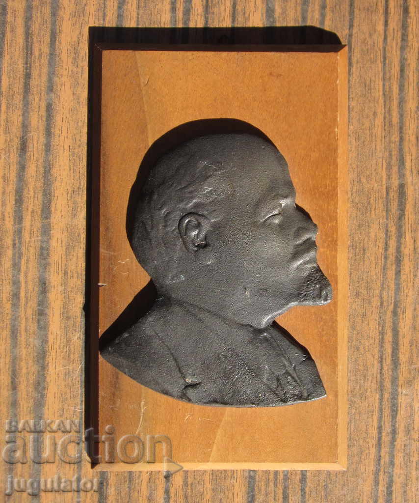 old Russian Soviet wall relief bas-relief with a bust of Lenin