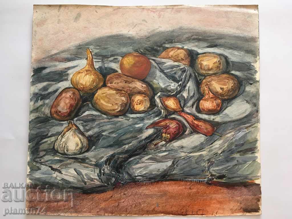 Still life drawing, watercolor