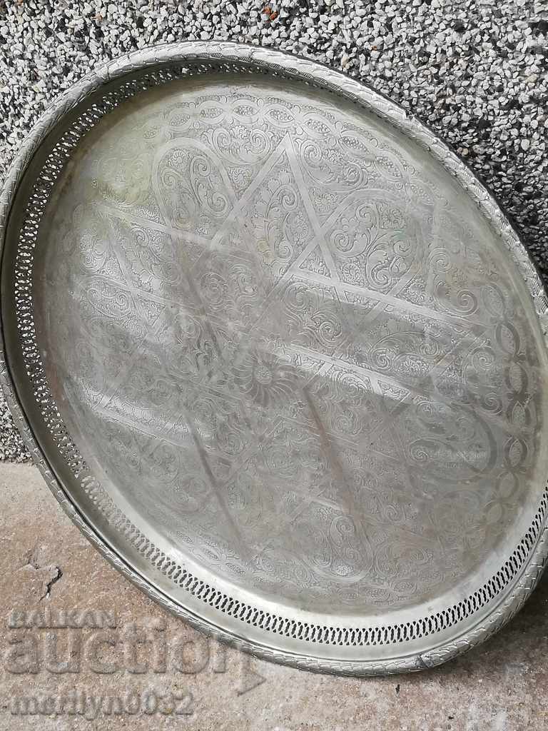 Delivery of An old Ottoman tray, a blue-backed table top of the 20th century