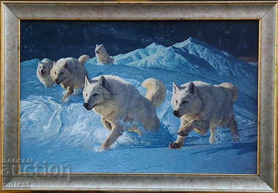 White wolves, painting