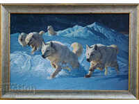 White wolves, painting