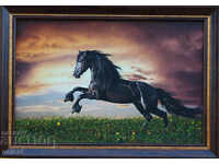Τοπίο με ένα μαύρο άλογο, ζωγραφική