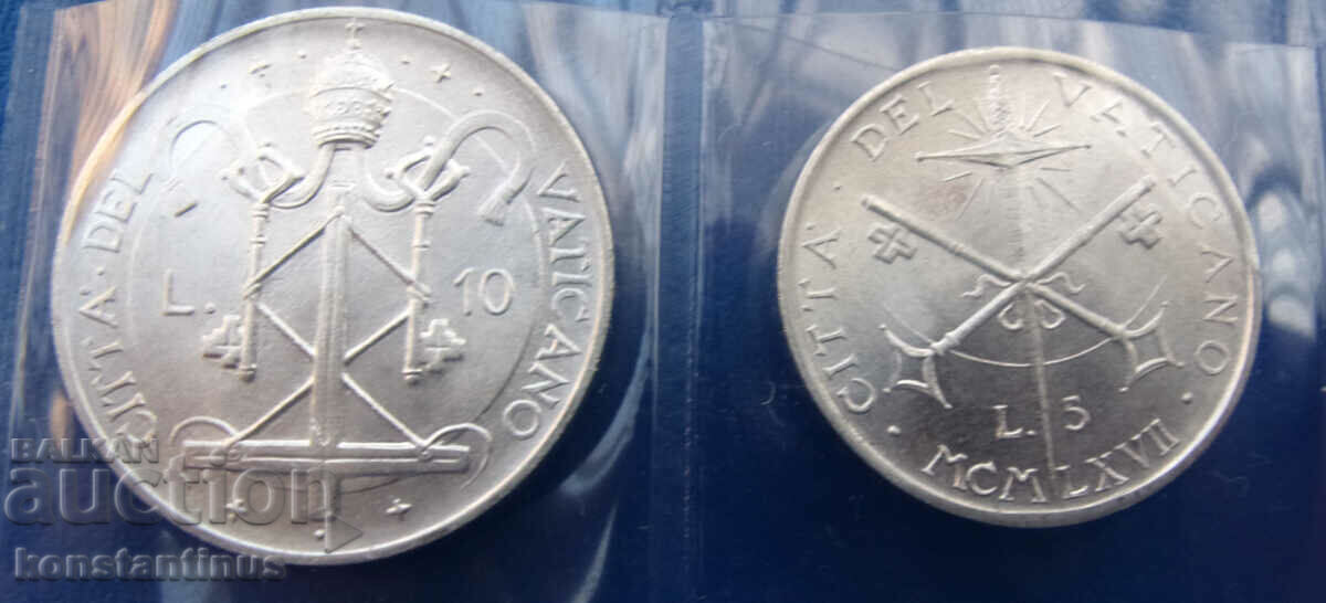 Livrarea Vatican Papa Paul al VI-lea Set Argint 1967 Rar