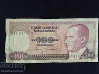 1676 Turkey 100 Liras 1970 Pick 194a