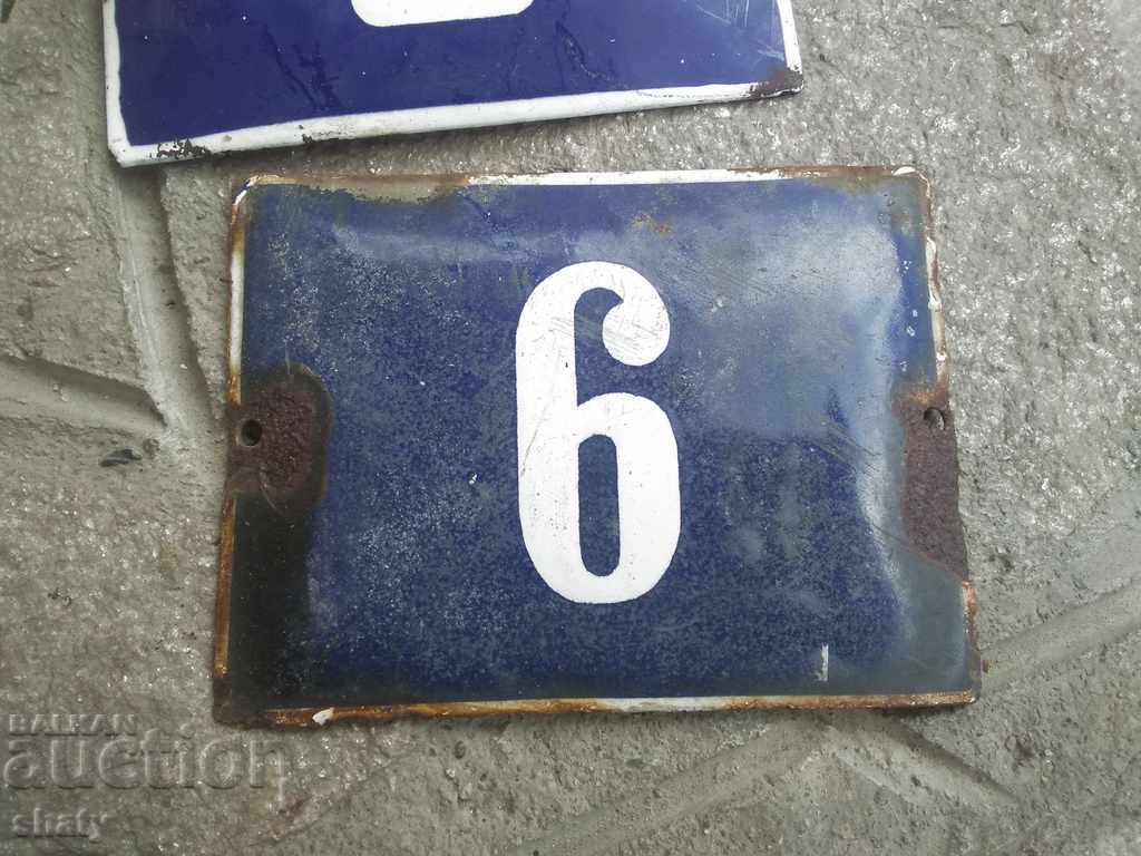 Auction Enamelled signs. The numbers. Auction Enamelled signs. The numbers.
