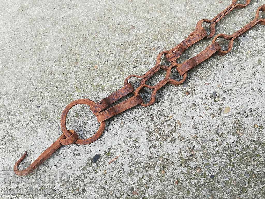Delivery of Old forged chain with hook, hearth for hearth chain hook