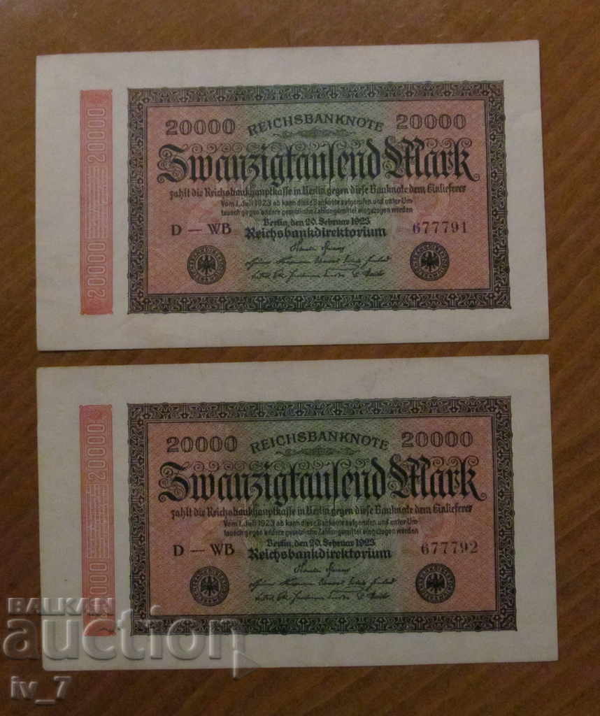 LOT 20.000 MARC 1923 GERMANIA - NUMERE DE SECVENȚĂ