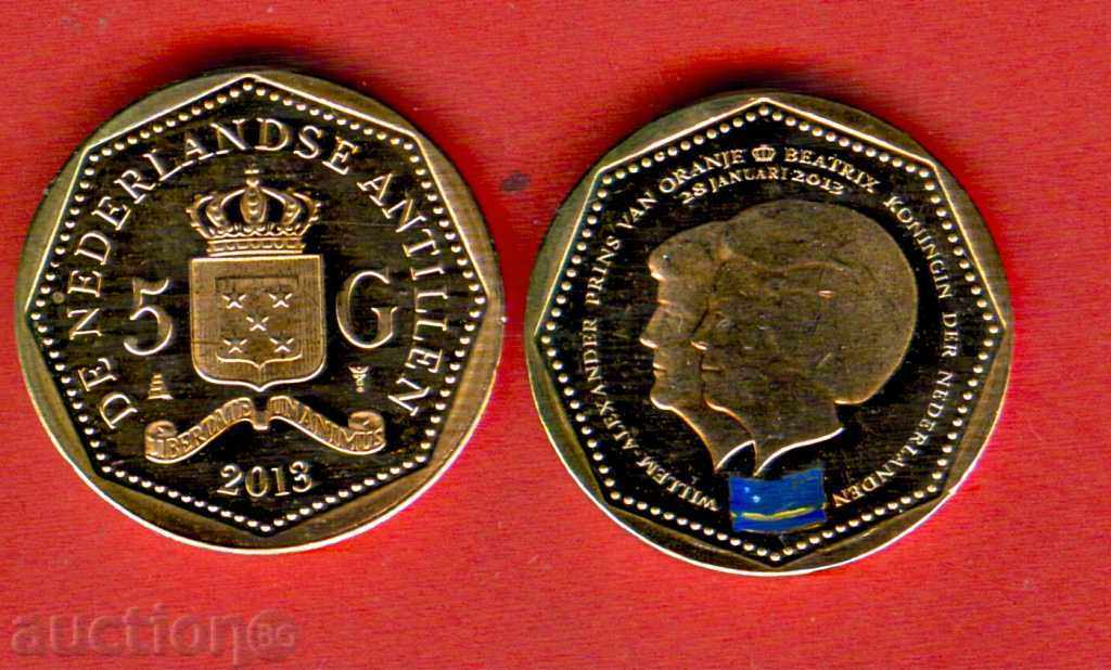 Antilele Olandeze 5 Gulden problema CURAÇAO 2013 NEW UNC