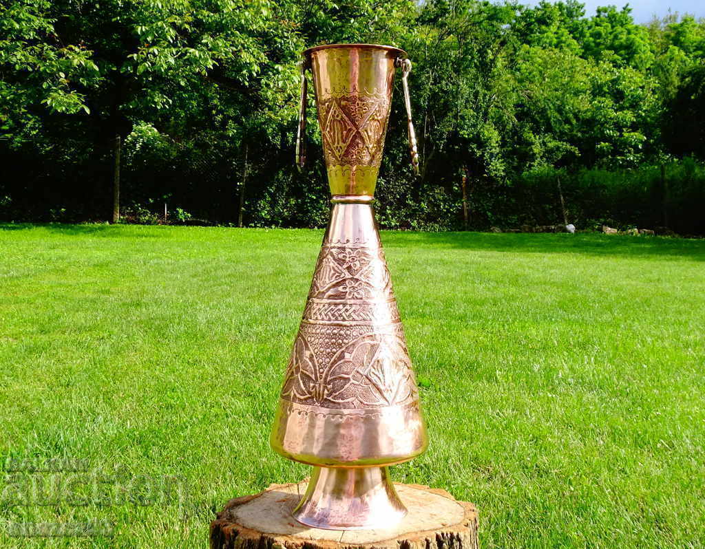Persian copper jug, Isfahan Qalamzani vase 53 cm.