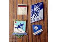 lot four old Bulgarian ski badges ski racing