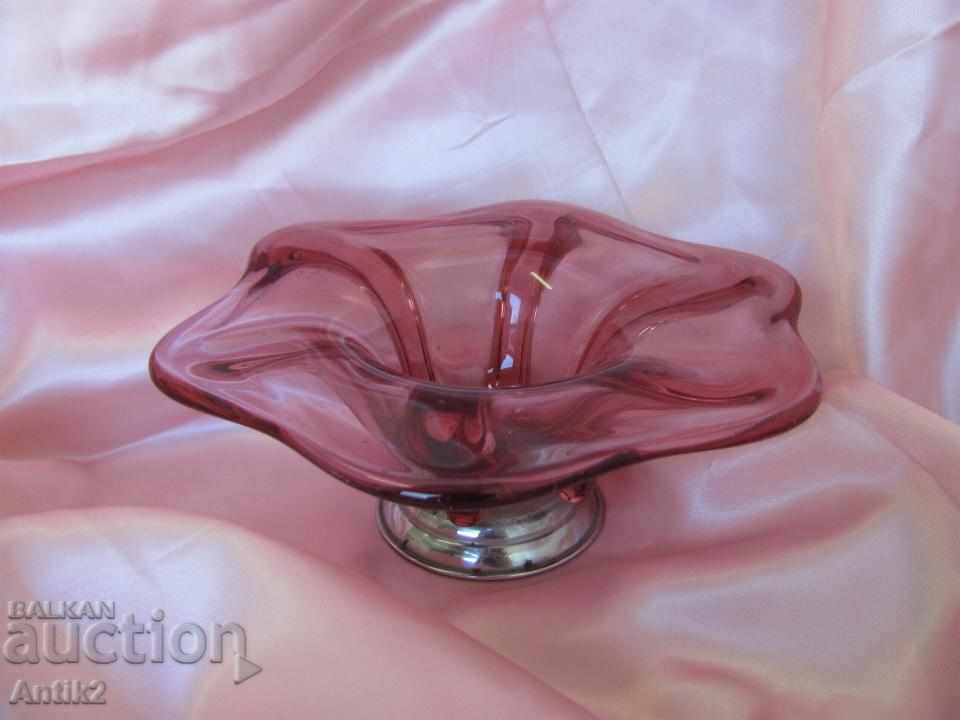 Old Murano Crystal Glass Bowl, Fruit bowl, Bonbonniere