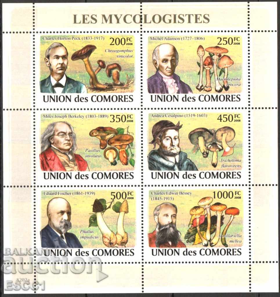 Чисти марки в малък лист Флора Гъби 2008 от Коморски острови