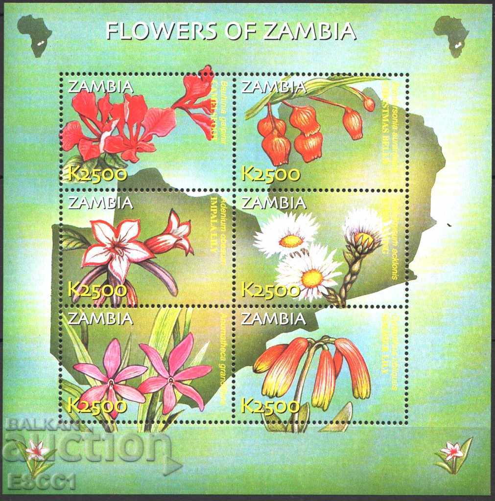 Mărci pure într-o floare mică Flora Flori 2002 din Zambia