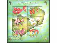 Чисти марки в малък лист Флора Цветя 2002 от Замбия